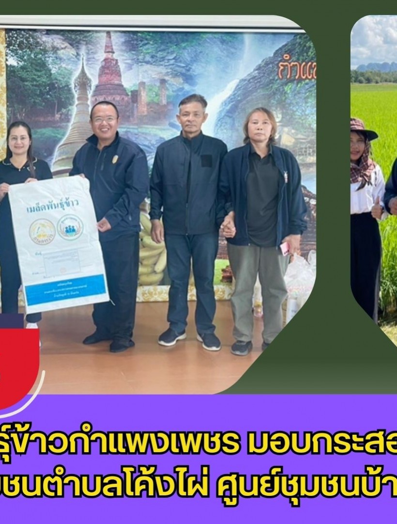 กำแพงเพชร-ศูนย์เมล็ดพันธุ์ข้าวกำแพงเพชร มอบกระสอบพลาสติกสานศูนย์ข้าวชุมชนตำบลโค้งไผ่ ศูนย์ชุมชนบ้านโนนปอแดง