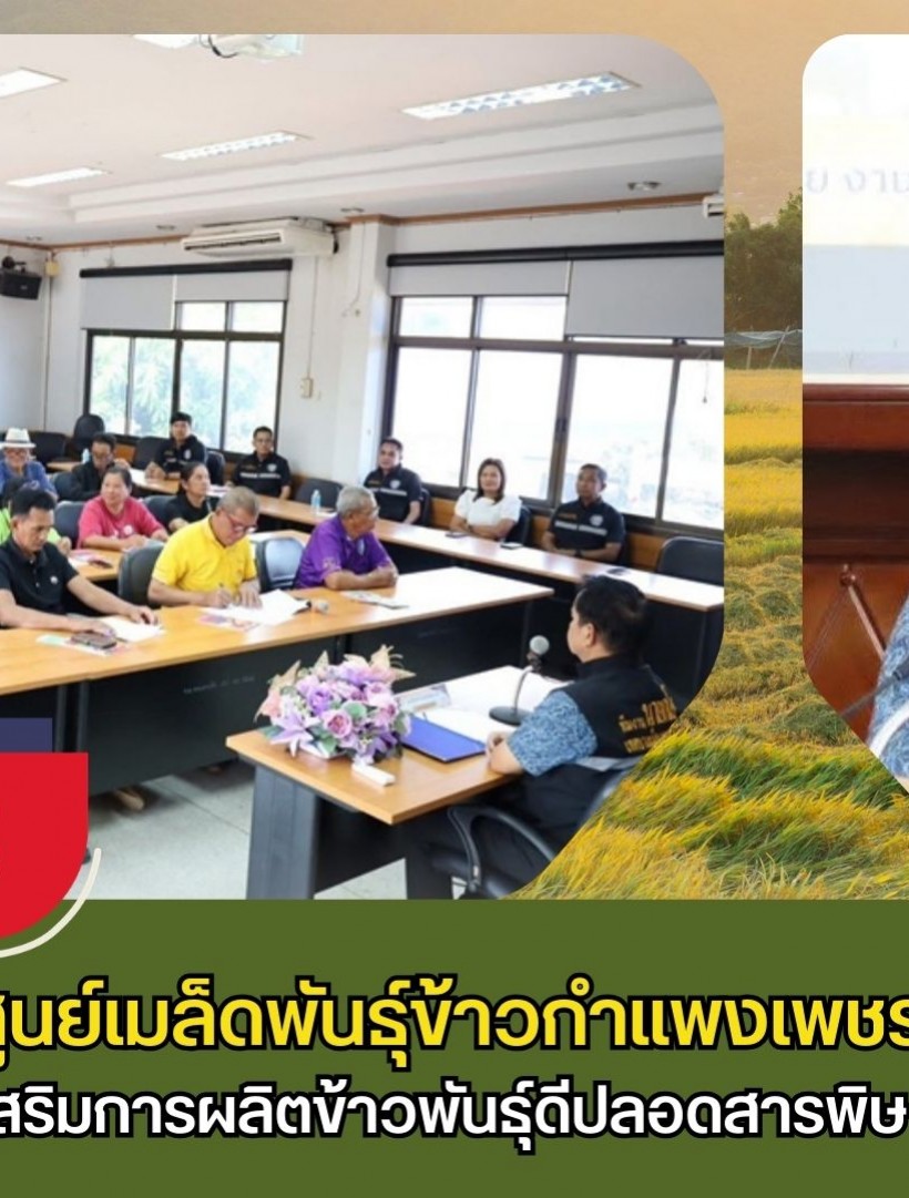 กำแพงเพชร-ศูนย์เมล็ดพันธุ์ข้าวกำแพงเพชร เป็นวิทยากรอบรมโครงการส่งเสริมการผลิตข้าวพันธุ์ดีปลอดสารพิษ ประจำปีงบประมาณ พ.ศ.2569