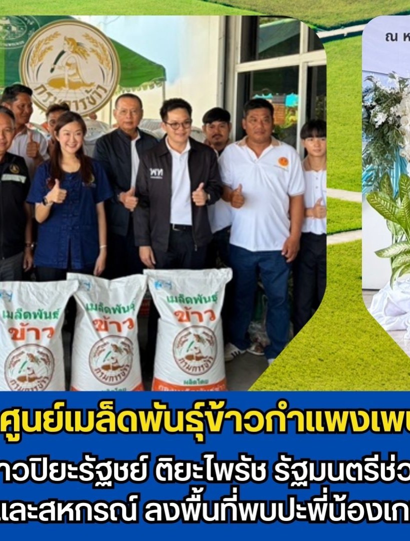 กำแพงเพชร-ศูนย์เมล็ดพันธุ์ข้าวกำแพงเพชร ร่วมต้อนรับนางสาวปิยะรัฐชย์ ติยะไพรัช รัฐมนตรีช่วยว่าการกระทรวงเกษตรและสหกรณ์ ลงพื้นที่ พบปะพี่น้องเกษตรกร