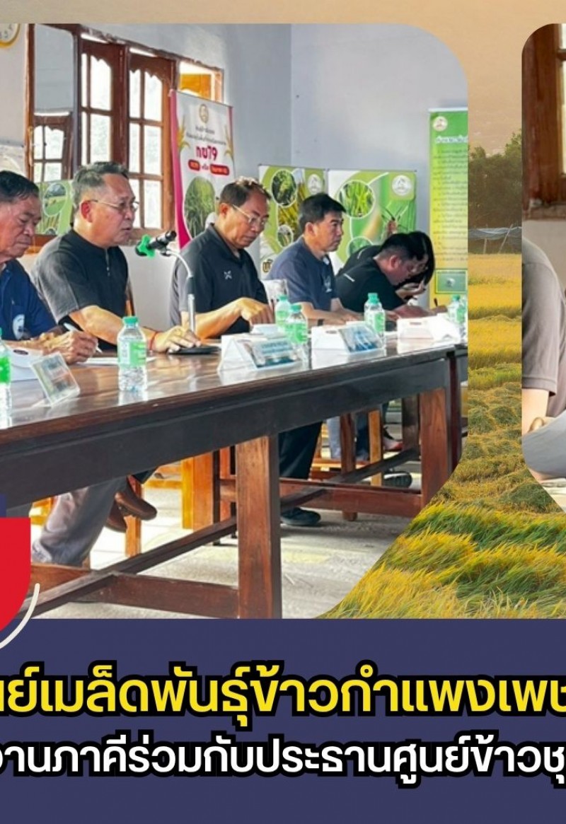 กำแพงเพชร-ศูนย์เมล็ดพันธุ์ข้าวกำแพงเพชร จัดประชุมหน่วยงานภาคีร่วมกับประธานศูนย์ข้าวชุมชนระดับจังหวัด