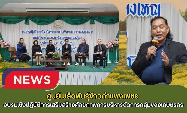 กำแพงเพชร-ศูนย์เมล็ดพันธุ์ข้าวกำแพงเพชร อบรมเชิงปฏิบัติการเสริมสร้างศักยภาพการบริหารจัดการกลุ่มของเกษตรกร