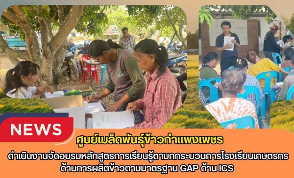 กำแพงเพชร-ศูนย์เมล็ดพันธุ์ข้าวกำแพงเพชร ดำเนินงานจัดอบรมหลักสูตรการเรียนรู้ตามกกระบวนการโรงเรียนเกษตรกรด้านการผลิตข้าวตามมาตรฐาน GAP ด้าน ICS