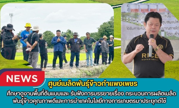 กำแพงเพชร-ศูนย์เมล็ดพันธุ์ข้าวกำแพงเพชร ศึกษาดูงานพื้นที่ต้นแบบและ รับฟังการบรรยายเรื่อง กระบวนการผลิตเมล็ดพันธุ์ข้าวคุณภาพดีและการนำเทคโนโลยีทางการเกษตรมาประยุกต์ใช้