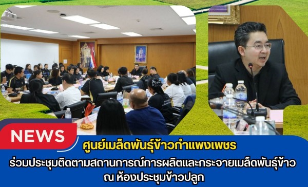 กำแพงเพชร-ศูนย์เมล็ดพันธุ์ข้าวกำแพงเพชร ร่วมประชุมติดตามสถานการณ์การผลิตและกระจายเมล็ดพันธุ์ข้าว ณ ห้องประชุมข้าวปลูก