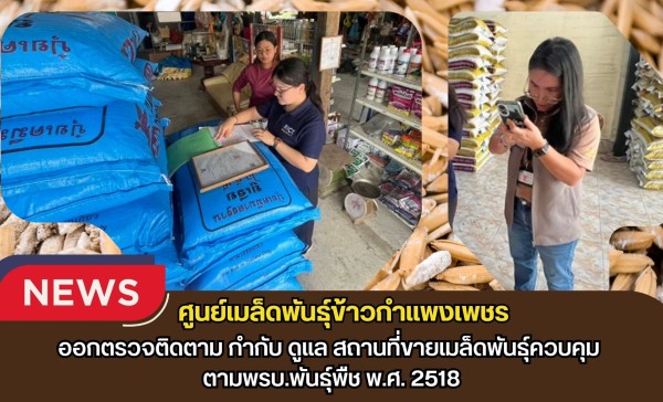 กำแพงเพชร-ศูนย์เมล็ดพันธุ์ข้าวกำแพงเพชร ออกตรวจติดตาม กำกับ ดูแล สถานที่ขายเมล็ดพันธุ์ควบคุม ตามพรบ.พันธุ์พืช พ.ศ. 2518