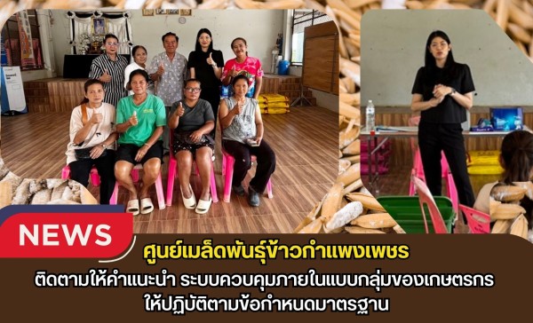 กำแพงเพชร-ศูนย์เมล็ดพันธุ์ข้าวกำแพงเพชร ติดตามให้คำแนะนำ ระบบควบคุมภายในแบบกลุ่มของเกษตรกร ให้ปฏิบัติตามข้อกำหนดมาตรฐาน