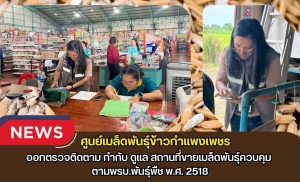 กำแพงเพชร-ศูนย์เมล็ดพันธุ์ข้าวกำแพงเพชร ออกตรวจติดตาม กำกับ ดูแล สถานที่ขายเมล็ดพันธุ์ควบคุม ตามพรบ.พันธุ์พืช พ.ศ. 2518