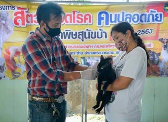 กำแพงเพร-ประชาชนในเขตเทศบาลตำบลพรานกระต่าย นำสุนัขและแมวฉีดวัคซีนป้องกันพิษสุนัขบ้า