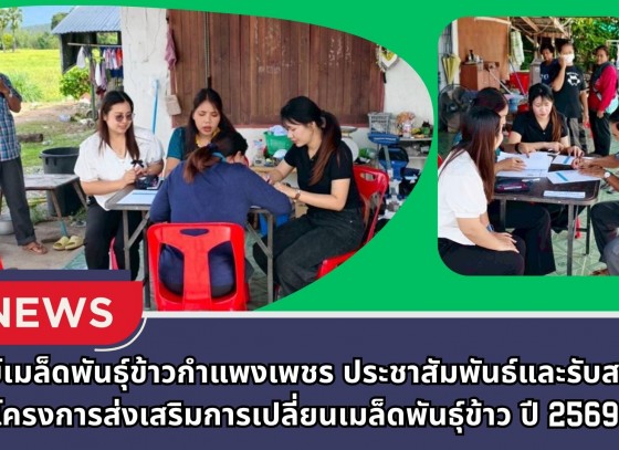กำแพงเพชร-ศูนย์เมล็ดพันธุ์ข้าวกำแพงเพชร ประชาสัมพันธ์และรับสมัครโครงการส่งเสริมการเปลี่ยนเมล็ดพันธุ์ข้าว ปี 2569