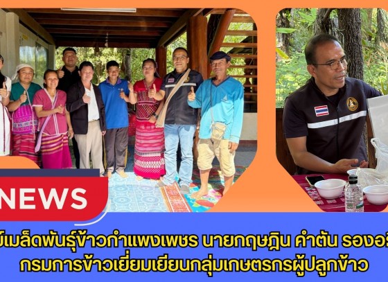 กำแพงเพชร-ศูนย์เมล็ดพันธุ์ข้าวกำแพงเพชร นายกฤษฎิน คำตัน รองอธิบดีกรมการข้าวเยี่ยมเยียนกลุ่มเกษตรกรผู้ปลูกข้าว