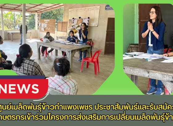 กำแพงเพชร-ศูนย์เมล็ดพันธุ์ข้าวกำแพงเพชร ประชาสัมพันธ์และรับสมัครเกษตรกรเข้าร่วมโครงการส่งเสริมการเปลี่ยนเมล็ดพันธุ์ข้าว