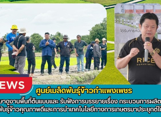 กำแพงเพชร-ศูนย์เมล็ดพันธุ์ข้าวกำแพงเพชร ศึกษาดูงานพื้นที่ต้นแบบและ รับฟังการบรรยายเรื่อง กระบวนการผลิตเมล็ดพันธุ์ข้าวคุณภาพดีและการนำเทคโนโลยีทางการเกษตรมาประยุกต์ใช้