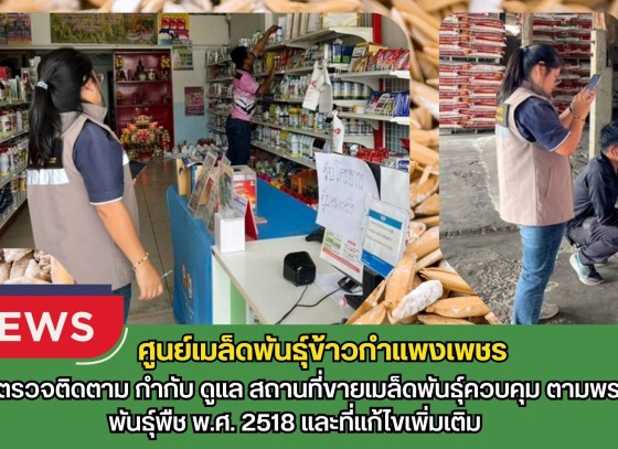 กำแพงเพชร-ศูนย์เมล็ดพันธุ์ข้าวกำแพงเพชร ออกตรวจติดตาม กำกับ ดูแล สถานที่ขายเมล็ดพันธุ์ควบคุม ตามพรบ.พันธุ์พืช พ.ศ. 2518 และที่แก้ไขเพิ่มเติม