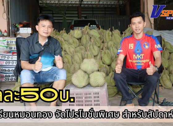 กำแพงเพชร-ทุเรียนหมอนทองขายกิโลกรัมละ 50 ถึง 89 บาท โปรโมชั่นพิเศษสำหรับสัปดาห์นี้ ณ สวนทุเรียนสุขนาบูรณ์กำแพงเพชร