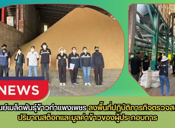 กำแพงเพชร-ศูนย์เมล็ดพันธุ์ข้าวกำแพงเพชร ลงพื้นที่ปฏิบัติภารกิจตรวจสอบปริมาณสต็อกและมูลค่าข้าวของผู้ประกอบการ
