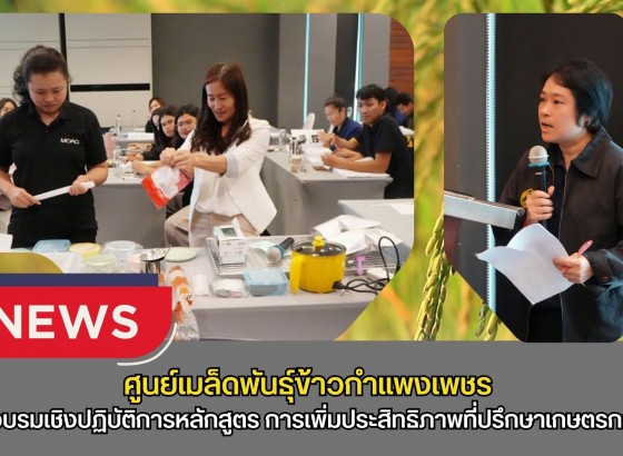 กำแพงเพชร-ศูนย์เมล็ดพันธุ์ข้าวกำแพงเพชร อบรมเชิงปฏิบัติการหลักสูตร การเพิ่มประสิทธิภาพที่ปรึกษาเกษตรกรสำหรับระบบควบคุมภายใน