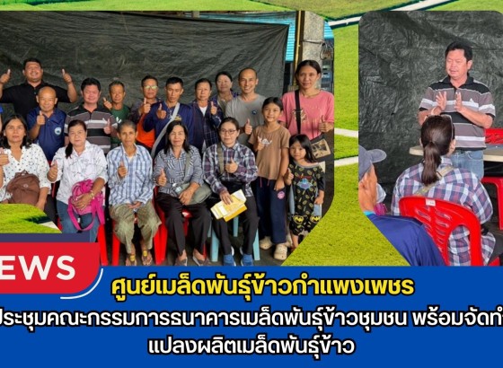 กำแพงเพชร-ศูนย์เมล็ดพันธุ์ข้าวกำแพงเพชร ประชุมคณะกรรมการธนาคารเมล็ดพันธุ์ข้าวชุมชน พร้อมจัดทำแปลงผลิตเมล็ดพันธุ์ข้าว