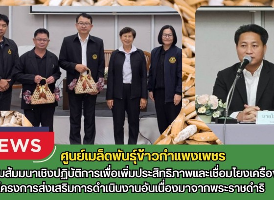 กำแพงเพชร-ศูนย์เมล็ดพันธุ์ข้าวกำแพงเพชร เข้าร่วมสัมมนาเชิงปฏิบัติการเพื่อเพิ่มประสิทธิภาพและเชื่อมโยงเครือข่าย โครงการส่งเสริมการดำเนินงานอันเนื่องมาจากพระราชดำริ