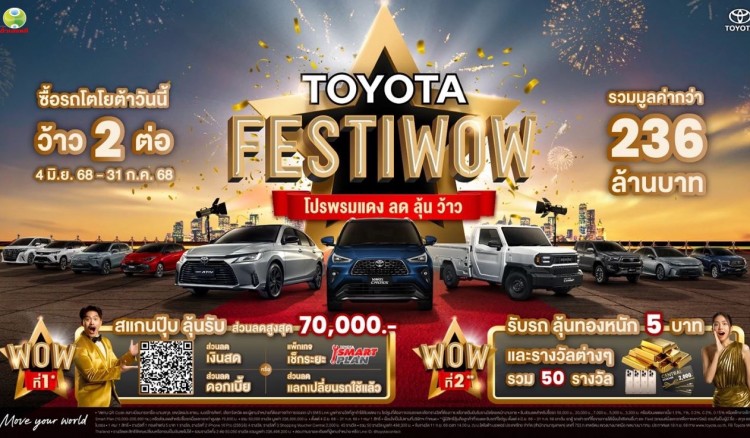 ซื้อรถโตโยต้าวันนี้ ได้ว้าว 2 ต่อ รวมมูลค่ากว่า 236 ล้านบาท ที่โตโยต้ากำแพงเพชร ฮั้วเฮงหลี