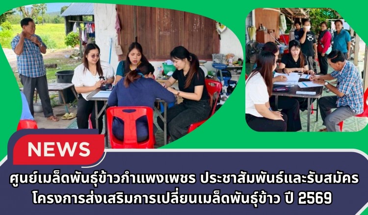 กำแพงเพชร-ศูนย์เมล็ดพันธุ์ข้าวกำแพงเพชร ประชาสัมพันธ์และรับสมัครโครงการส่งเสริมการเปลี่ยนเมล็ดพันธุ์ข้าว ปี 2569