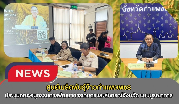 กำแพงเพชร-ศูนย์เมล็ดพันธุ์ข้าวกำแพงเพชร ร่วมประชุมคณะอนุกรรมการพัฒนาการเกษตรและสหกรณ์จังหวัด ขับเคลื่อนงานแบบบูรณาการ