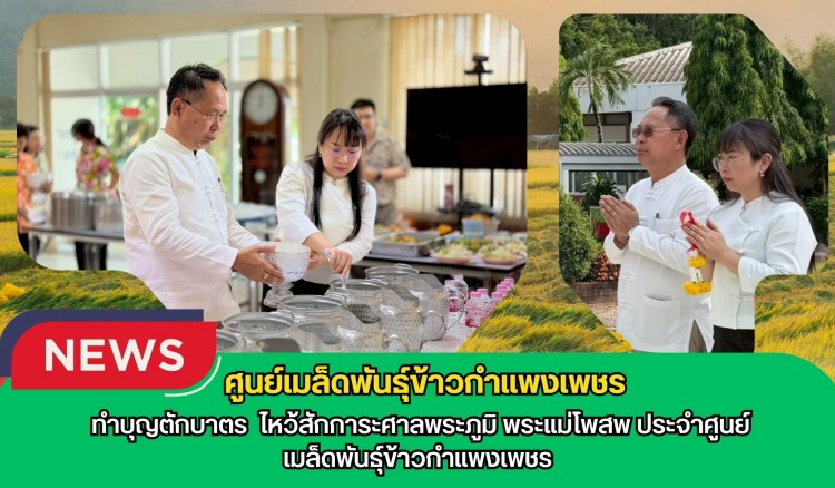 กำแพงเพชร-ศูนย์เมล็ดพันธุ์ข้าวกำแพงเพชร ทำบุญตักบาตร ไหว้สักการะศาลพระภูมิ พระแม่โพสพ ประจำศูนย์เมล็ดพันธุ์ข้าวกำแพงเพชร
