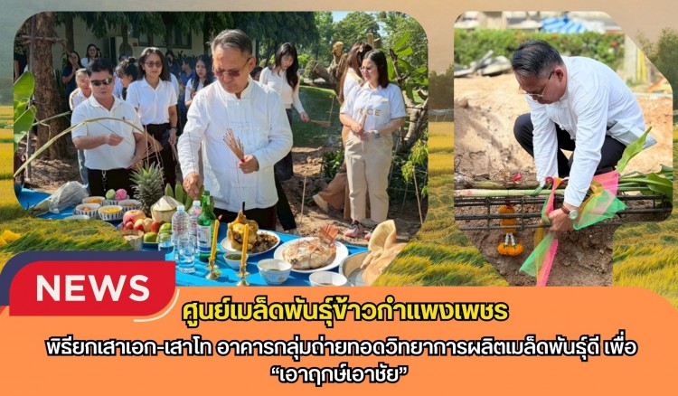 กำแพงเพชร-ศูนย์เมล็ดพันธุ์ข้าวกำแพงเพชร พิธียกเสาเอก-เสาโท อาคารกลุ่มถ่ายทอดวิทยาการผลิตเมล็ดพันธุ์ดี เพื่อ“เอาฤกษ์เอาชัย”