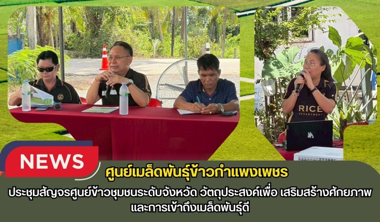 กำแพงเพชร-ศูนย์เมล็ดพันธุ์ข้าวกำแพงเพชร ประชุมสัญจรศูนย์ข้าวชุมชนระดับจังหวัด วัตถุประสงค์เพื่อเสริมสร้างศักยภาพและการเข้าถึงเมล็ดพันธุ์ดี