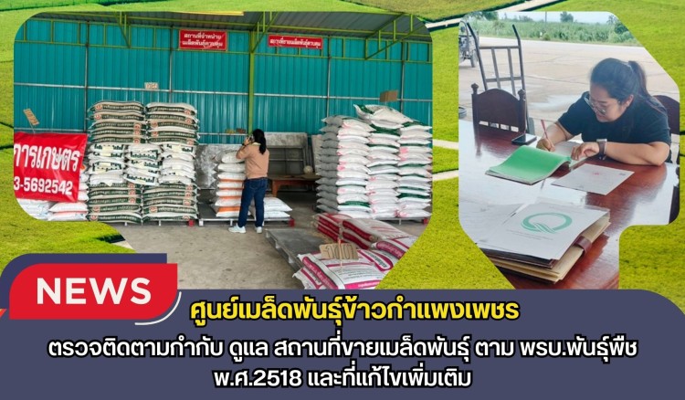 กำแพงเพชร-ศูนย์เมล็ดพันธุ์ข้าวกำแพงเพชร ตรวจติดตามกำกับ ดูแล สถานที่ขายเมล็ดพันธุ์ ตาม พรบ.พันธุ์พืช พ.ศ.2518 และที่แก้ไขเพิ่มเติม
