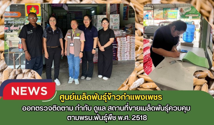 กำแพงเพชร-ศูนย์เมล็ดพันธุ์ข้าวกำแพงเพชร ออกตรวจติดตาม กำกับ ดูแล สถานที่ขายเมล็ดพันธุ์ควบคุม ตามพรบ.พันธุ์พืช พ.ศ. 2518