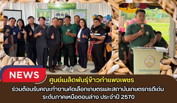 กำแพงเพชร-ศูนย์เมล็ดพันธุ์ข้าวกำแพงเพชร ร่วมต้อนรับคณะทำงานคัดเลือกเกษตรและสถาบันเกษตรกรดีเด่น ระดับภาคเหนือตอนล่าง ประจำปี 2570