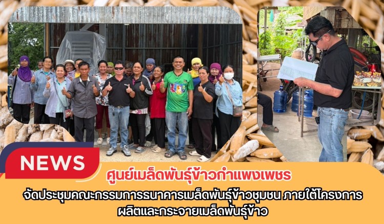 กำแพงเพชร-ศูนย์เมล็ดพันธุ์ข้าวกำแพงเพชร จัดประชุมคณะกรรมการธนาคารเมล็ดพันธุ์ข้าวชุมชน ภายใต้โครงการผลิตและกระจายเมล็ดพันธุ์ข้าว